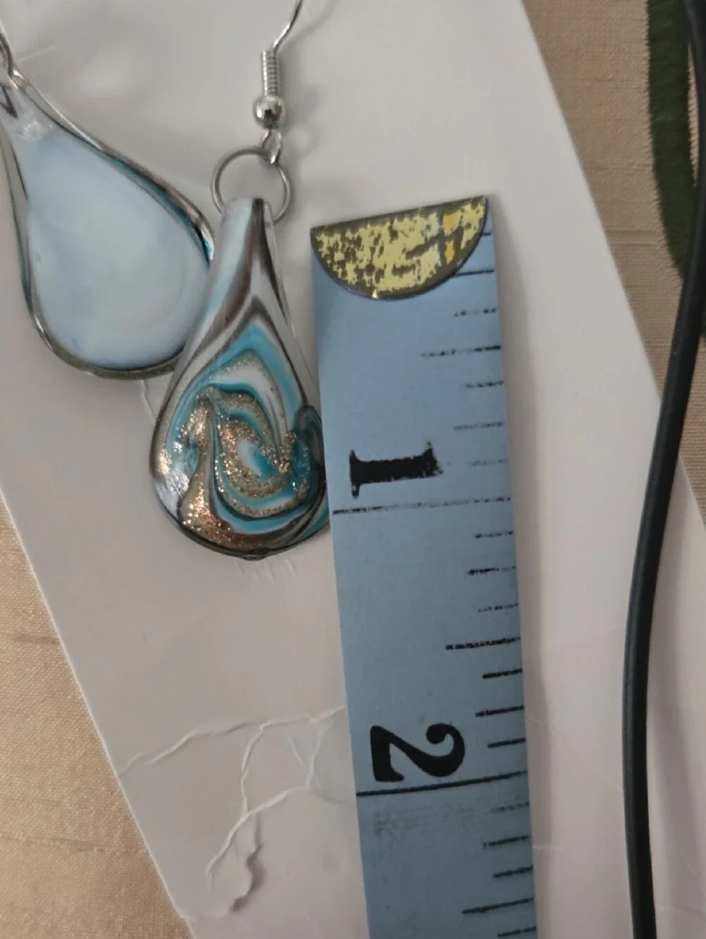 Blue Swirl Teardrop Necklace & Earring Set Glass